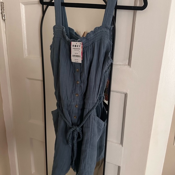 Roxy Pants - Roxy Dusty Blue Romper with Pockets